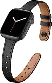 Ouwegaga Compatible with Apple Watch Band 38mm 40mm 41mm 42mm, Top Grain Genuine Leather Slim Watch Band Replacement for iWatch Series 10 9 8 7 6 5 4 3 2 1 SE Women, Multi Colors