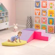 Costway4-Piece Soft Toddler Corner Climbing Sliding Blocks for Babies-Pink
