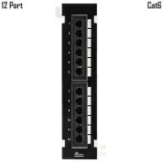 12-Port Cat6 Patch Panel Vertical RJ45 Type 110 Rack Mountable 10" x 2.25"