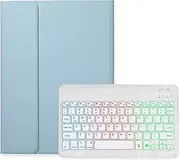 Backlit Keyboard Case for Xiaomi Redmi Pad SE 11 inch Case with Keyboard Backlight Detachable Keyboard Cute Candy Color Case,MistyBlue+White