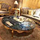 30x30 Blue agate dining center table, agate stone living room sofa table decor
