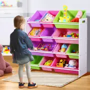 Levede 12Bins Kids Toy Box Bookshelf Organiser Display Shelf Storage Rack Drawer