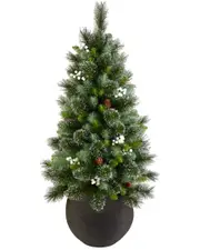 National Tree Company 4ft Glittery Crestwood Spruce Entrance Tree In 5in Black Round Pot