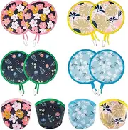 Floral Round Foldable Hand Fan Japanese Foldable Fan Style Handheld Foldable Compact Cooling Fans,Round Folding Fan for Outdoor Games,Xmas Decoration,Festival,Party Favors,Travel,Events (8Pcs Floral)