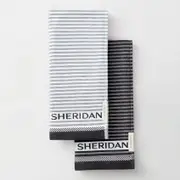 Sheridan Vita Logo Tea Towel Set in Carbon/Grey Size: 2 Pack Material: Cotton @Sheridan Rewards