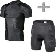 TUOY Men's Boys Padded Compression Shirt Rib Protector for Football Paintball