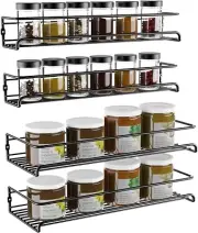 Spice Rack Organiser - 4 Pack 2 Size Hanging Wall Metal Spice Holder Kitchen -AU
