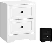 ALFORDSON Bedside Table Oak 2-Drawer Nightstand Cabinet 39cm x 39cm x 50cm Wooden Storage Organiser Side Chest Table for Hallway, Bedroom and Living Room (Hampus - White)