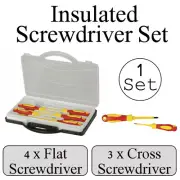 1 set of 4 flat heads & 3 cross heads Insulated Screwdriver Set Handy Tool