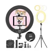 18 inch Ring Light with Stand and Phone Holder & Ball Head, 60W Bi-Color 3000...