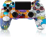 Bytebliss PS4 Wireless Controller, Double Shock/Stereo Headset Jack/Touch Pad (Graffiti Style)