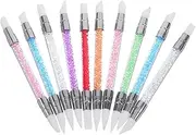Outanaya 10pcs Dual Tipped Silicone Nail Tools for Dotting Painting and Embossing Precision Liner Brushes for Gel Polish Foil Effects and Creative Nail Art