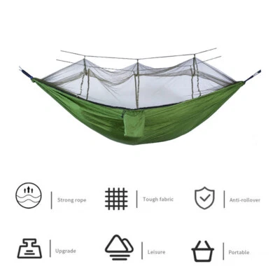 660lbs Portable Double Person Camping Hammock Tent with Mosquito Net Bed Green