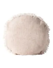 [Aura Home] Vintage Linen Fringe 45cm Round Cushion in Shell