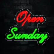 Open Sunday LED Neon Sign 16"L x 13"H #33273