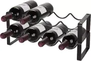 Stackable Wine Rack Countertop 8 Bottles 2 Tier Cabinet Counter Holder and Metal