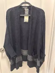 Barefoot Dreams Cozy Chic Lite Cliffside Wrap Cardigan O/S Black Graphite