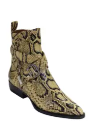Chloe Womens Leather Animal Print Pointed Toe Pull On Boots Yellow Size 37.5 7.5