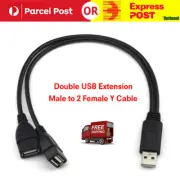 Double USB Extension A-Male To 2 A-Female Y Cable Cord Power Adapter Splitter AU