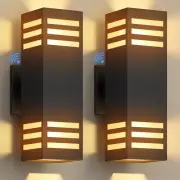 Dusk to Dawn LED Outdoor Light Fixture Wall Mount,Black Square Porch Lights O...