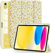 OKP Case for iPad 11th Generation 11-inch (A16) 2025, for 10.9'' iPad 10th Gen 2022, Slim Lightweight iPad 11/10 th Gen Cover with Trifold Stand, Auto Wake/Sleep, Clear PC Back Shell, Yellow Flowers