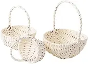 BAZEITFLOW 3 pcs Hand Woven Storage Basket with Handles Versatile Picnic present Basket for Fruit Showers Weddings Durable Lightweight Decorative Design