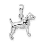 Sterling Silver De-Ani Rhodium-Plated Textured 3D Jack Russell Terrier Pendant