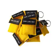 50 X First Aid Training One Way Valve CPR Mask Keychain CPR Face Shield Yellow