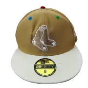 New Era Boston Red Sox Ginger Bread 59FIFTY Fitted Cap Hat Size 8 2013 WS Patch