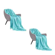 SOGA 2X Teal Acrylic Knitted Throw Blanket