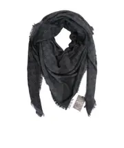 Tassel hem wool scarf One size dark gray