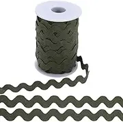 GORGECRAFT 25 Yards x 10mm RIC Rac Trim Wavy Bending Ribbon Dark Olive Green Rick Rack Fringe Trim Polyester Zig Zag Lace Edging Ribbons for DIY Sewing Clothes Dress Gift Wrapping Home Decoration