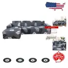 L-Shape Stretch Elastic Sofa Covers for Pets-Kids, 2-Piece Grey Black Slipcover