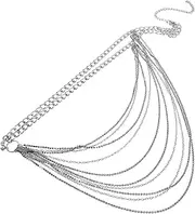 [Baluue] Glamorous Rhinestone Waist Chain for Women Metal Body Chain with Fashionable Tassel Design Minimalist and Comfortable Decor for Dresses and Outfits