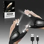 LED Flashlight Glove Tools，USB Hands Free Lights Gloves, Gifts for Him,Cool Gadgets for Men,Adjustable Flashlight Gloves for Fishing, Camping,for Fishing Gifts