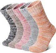 [Velice] Merino Wool Socks for Women 5 Pairs Warm Winter Hiking Thick Thermal Cozy Boot Work Soft Ladies Crew Socks