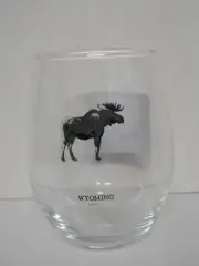 New Demdaco Stemless Wine Glass Wyoming Souvenirs 16 oz. Moose Wildlife