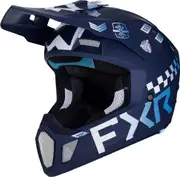 FXR Clutch Gladiator 2024 Motocross Helmet, white-blue, Size M for Men White Blue