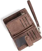 [RNIEGA] Womens Wallet Small Bifold Leather Wallets Women RFID blocking Ladies Wristlet with Card holder ID window Coin Purse, Brown