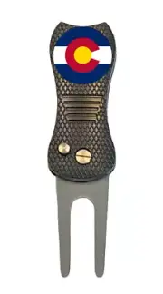 Colorado State Flag Golf Ball Marker + Premium Switchblade Divot Tool
