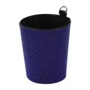 Car Trash Can Portable Air Vent Rhinestone Faux Leather Trash Bin Blue 1 Pcs