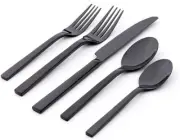 Oneida Chef's Table Black 20 Piece Everyday Flatware Set, Service for 4, 18/0 St