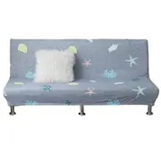 Printed Armless Futon Slipcovers Stretch Folding Sofa Bed Cover with Elastic Bottom -Grey