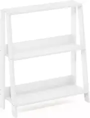 Ladder Bookcase Display Shelf, 3-Tier, White