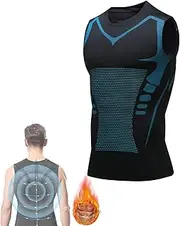 Menionic Tourmaline Posture Corrector Vest, Ionic Shaping Sleeveless Shirt, Men's Ice Silk Shape Compression Vest (Black,XL)