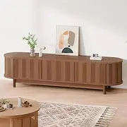 [ALFORDSON] Dark Teak Color TV Cabinet Stand 160 x 40 x 45cm, Modern Furniture Entertainment Unit Stand with with 2 Ample Storage Side Cabinets and 2 Middle Shelves for Living Room