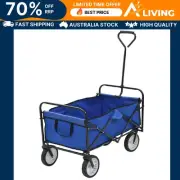 Folding Hand Trolley Steel Blue Portable Cart Heavy Duty Utility Transport 43779