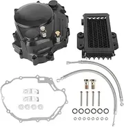 Motorcycle Oil Cooler Engine Cooling Radiator with Right Clutch Box Cover Set Fit for Honda CBF150