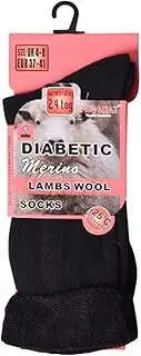 [COSHAL] Womens Diabetic merino Wool Socks, Women Ultra Soft & Warm Thick Thermal Socks Non-Elastic Wider Top Winter Outdoor Socks 2.4 TOG Wool Blend Walking Socks