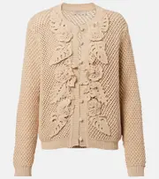 [Elie Saab] Elie Saab Floral-appliqué crochet cardigan AU 12 beige